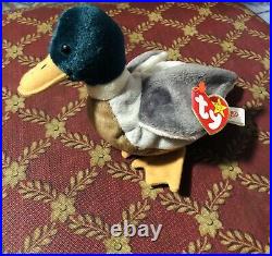 #1 RARE MINT ORIGINAL TY Beanie Baby Jake The Mallard Drake Duck TAGError 97/98