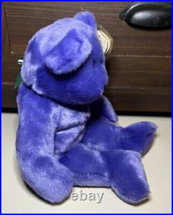 1993 Employee bear beanie baby Purple Bear With Green Neck Ribbon 14 In Rare