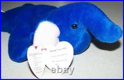 1993 Royal Blue Elephant Peanut (style 4062) Ty Beanie Babies PVC Pellets RARE