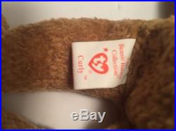 1993 Ty Curly The Bear With Errors. Rare HTF