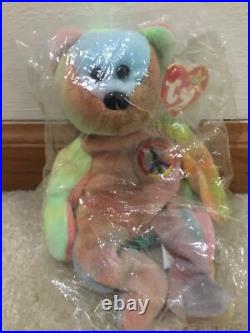 1996 Collectible Rare Peace Bear Ty Beanie Baby In Clear Original Bag Errors NEW