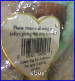 1996 Collectible Rare Peace Bear Ty Beanie Baby In Clear Original Bag Errors NEW