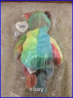 1996 Collectible Rare Peace Bear Ty Beanie Baby In Clear Original Bag Errors NEW