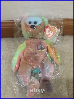 1996 Collectible Rare Peace Bear Ty Beanie Baby In Clear Original Bag Errors NEW