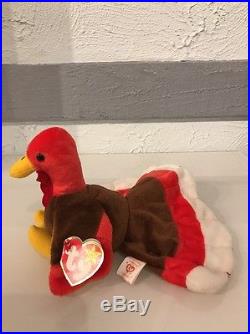 1996 GOBBLES Retired Ty Beanie Baby VERY RARE Misspelled Swing Tag With STAMP