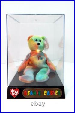 1996 PEACE BEAR (RETIRED) BEANIE BABY With SEVERAL RARE TAG ERRORS IN DISPLAY CASE 1996 PEACE BEAR (RETIRED) BEANIE BABY With SEVERAL RARE TAG ERRORS IN DISPLAY CASE