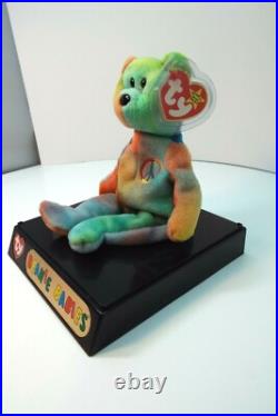 1996 PEACE BEAR (RETIRED) BEANIE BABY With SEVERAL RARE TAG ERRORS IN DISPLAY CASE 1996 PEACE BEAR (RETIRED) BEANIE BABY With SEVERAL RARE TAG ERRORS IN DISPLAY CASE
