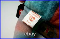 1996 PEACE BEAR (RETIRED) BEANIE BABY With SEVERAL RARE TAG ERRORS IN DISPLAY CASE 1996 PEACE BEAR (RETIRED) BEANIE BABY With SEVERAL RARE TAG ERRORS IN DISPLAY CASE