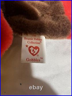 1996 Retired Rare Original Ty Beanie Baby (gobbles) The Turkey Tag Errors Mint