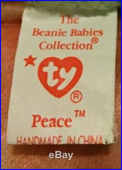 1996 Ty Beanie Babie Very Rare PEACE BEAR NEW RARE TAG