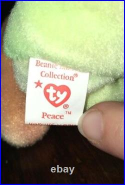 1996 Ty Peace Beanie Baby Retired RARE TAG ERRORS AND PVC PELLETS