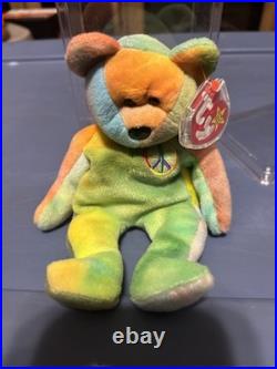 1996 Ty Peace Bear Rare PVC Pellets Tag Errors Ty Deutschland Numberg Style 4053