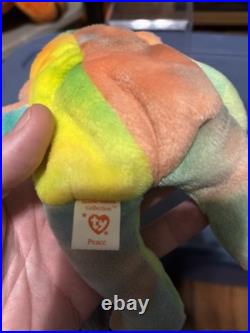 1996 Ty Peace Bear Rare PVC Pellets Tag Errors Ty Deutschland Numberg Style 4053