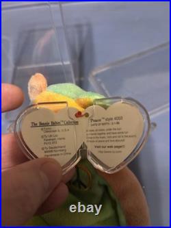 1996 Ty Peace Bear Rare PVC Pellets Tag Errors Ty Deutschland Numberg Style 4053