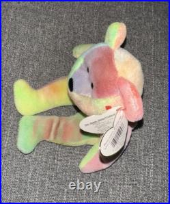 1996 ty beanie babies PEACE bear Super Rare Multi Color Brindle Leg Tag Error