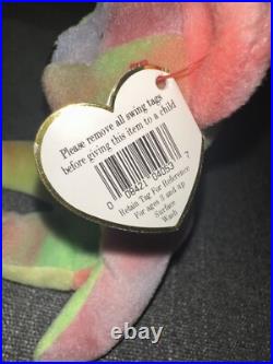 1996 ty beanie babies PEACE bear Super Rare Multi Color Brindle Leg Tag Error