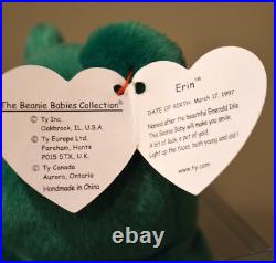 1997 Irish Erin Retired Original Beanie Baby with rare Tush & Swing Tag errors