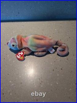 1997 Ty Beanie Babies Original Rainbow the Chameleon Red Eyes Very Rare