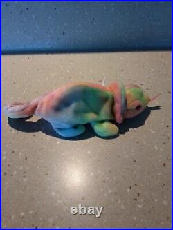 1997 Ty Beanie Babies Original Rainbow the Chameleon Red Eyes Very Rare