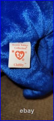 1998 Retired MWMT Original TY Beanie Baby Rare First Official Clubby The Bear