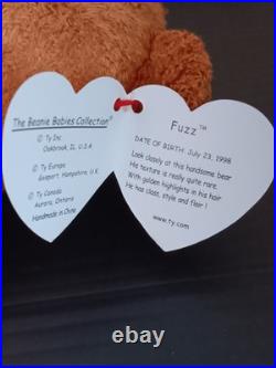 1998 Ty Beanie Baby Fuzz With TAG ERRORS Original Retired RARE