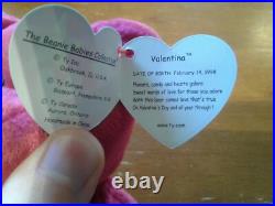 1998 VALENTINA the Ty Beanie Baby Bear MINT, TAG ERRORS, RARE. Free Shipping