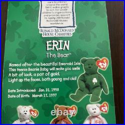 1999 Rare TY Beanie Babies 4-Set Britannia Glory Erin Maple The Bear ERROR Mc 1999 Rare TY Beanie Babies 4-Set Britannia Glory Erin Maple The Bear ERROR Mc