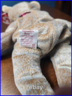 1999 SIGNATURE BEAR Ty Beanie Baby Rare mint condition retired with Errors