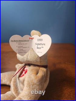 1999 SIGNATURE BEAR Ty Beanie Baby Rare mint condition retired with Errors