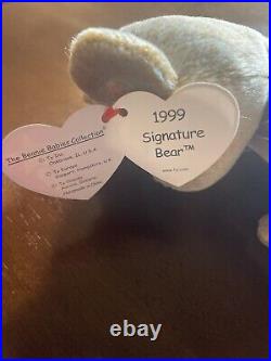 1999 Signature Bear TY Beanie Baby With Rare Tag Errors