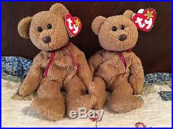 2 Retired Rare 4052 Ty Curly Bear Beanie Babies with Valuable Errors