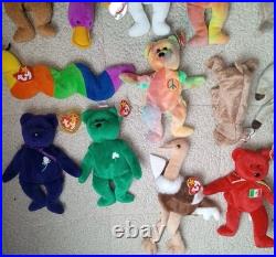 20 Vtg Ty Beanie Babies 1993-2000 All With Tags Rare Princess Garcia Peace End Y2k