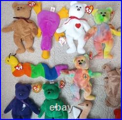 20 Vtg Ty Beanie Babies 1993-2000 All With Tags Rare Princess Garcia Peace End Y2k