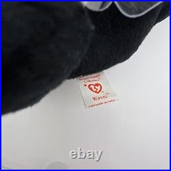 3d Rare Retired 1996 Ty Beanie Baby Waves The Whale With Pvc Pellets/tag Errors