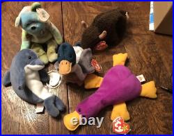 5 RARE Ty Beanie Baby Babies Errors Jake The Duck Echo Roam Peace Bear Patti 5 RARE Ty Beanie Baby Babies Errors Jake The Duck Echo Roam Peace Bear Patti