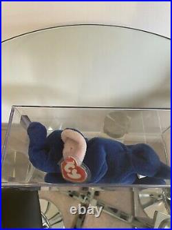 AUTHENTICATED Ty Beanie Baby ROYAL BLUE PEANUT! Ultra Ultra Rare