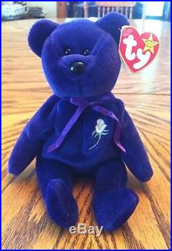 Authentic 2nd Edition Ty Princess Diana Beanie Baby Royal Purple Retired RARE