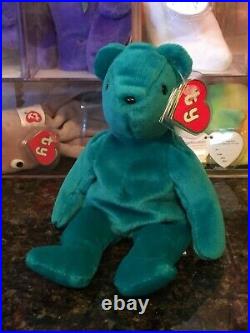 Authentic Rare 1st Generation Old Face TEAL TEDDY Bear Ty Beanie Baby Babies