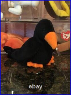 Authentic Rare Caw the Crow 3rd/2nd Generation Ty Beanie Baby MWMT-MQ
