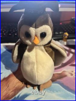 Authentic TY Beanie Baby WISE the owl class of'98. Retired. Rare. Tag errors