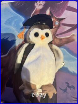 Authentic TY Beanie Baby WISE the owl class of'98. Retired. Rare. Tag errors