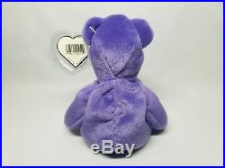 Authentic Ty Beanie Baby Rare Violet Old Face (OF) Teddy 2nd/1st Gen Tag