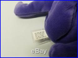Authentic Ty Beanie Baby Rare Violet Old Face (OF) Teddy 2nd/1st Gen Tag