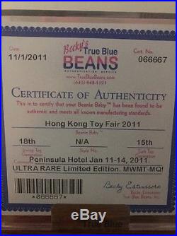 Authenticated 2011 Hong Kong Toy Fair Bear MWMT MQ Ty Beanie Baby Rare