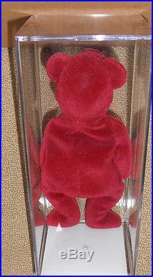 Authenticated MQ! TY PROTOTYPE OLD FACE CHERRY RED TEDDY Extremely Rare & Unique