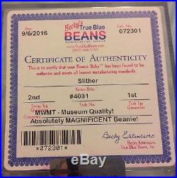 Authenticated MWMT MQ 2nd/1st Slither Rare Beanie Baby