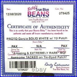 Authenticated PROTOTYPE Ty Solid White GARCIA with PATCH So Rare MWMT MQ PAX Tags