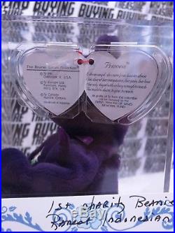Authenticated Princess Diana Beanie Baby Rare True 1st Edition Pvc Pellets Mint