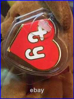 Authenticated Rare New Face BROWN TEDDY Bear 2nd/1st Gen Ty Beanie Baby