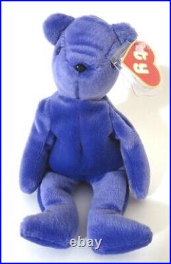 Authenticated Ty Beanie 1st Gen Old Face VIOLET Teddy MWMT MQ Rare & Magnificent